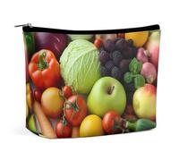 VFMKT Women Makeup Bag for Purse Waterproof Cosmetic Bags Fresh Fruits And Vegetables Makeup Pouch with Zipper Travel Toiletry Bag Organizer for Women Ladies, style, One Size