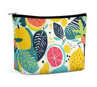 VFMKT Women Makeup Bag for Purse Waterproof Cosmetic Bags Fruits And Leaves Makeup Pouch with Zipper Travel Toiletry Bag Organizer for Women Ladies, style, One Size