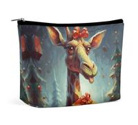 VFMKT Women Makeup Bag for Purse Waterproof Cosmetic Bags Giraffe Receiving A Gift Makeup Pouch with Zipper Travel Toiletry Bag Organizer for Women Ladies, style, One Size