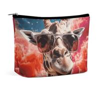 VFMKT Women Makeup Bag for Purse Waterproof Cosmetic Bags Giraffe Wearing Sunglasses Makeup Pouch with Zipper Travel Toiletry Bag Organizer for Women Ladies, style, One Size