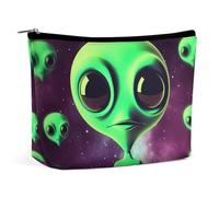 VFMKT Women Makeup Bag for Purse Waterproof Cosmetic Bags Green Alien Makeup Pouch with Zipper Travel Toiletry Bag Organizer for Women Ladies, style, One Size