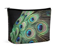 VFMKT Women Makeup Bag for Purse Waterproof Cosmetic Bags Green Peacock Feather Makeup Pouch with Zipper Travel Toiletry Bag Organizer for Women Ladies, style, One Size