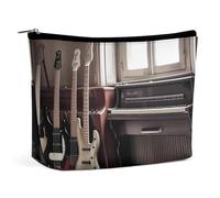 VFMKT Women Makeup Bag for Purse Waterproof Cosmetic Bags Guitar Bass Music Musical Instruments Makeup Pouch with Zipper Travel Toiletry Bag Organizer for Women Ladies, style, One Size