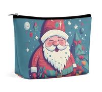 VFMKT Women Makeup Bag for Purse Waterproof Cosmetic Bags Happy Smiling Santa Claus Makeup Pouch with Zipper Travel Toiletry Bag Organizer for Women Ladies, style, One Size