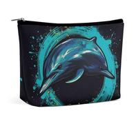VFMKT Women Makeup Bag for Purse Waterproof Cosmetic Bags Hoop Jumping Dolphin Makeup Pouch with Zipper Travel Toiletry Bag Organizer for Women Ladies, style, One Size