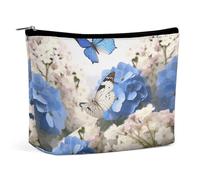 VFMKT Women Makeup Bag for Purse Waterproof Cosmetic Bags Hydrangeas Daisies Butterflies Makeup Pouch with Zipper Travel Toiletry Bag Organizer for Women Ladies, style, One Size