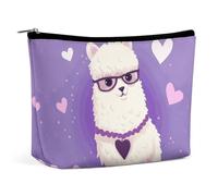 VFMKT Women Makeup Bag for Purse Waterproof Cosmetic Bags Love Alpaca Purple Makeup Pouch with Zipper Travel Toiletry Bag Organizer for Women Ladies, style, One Size