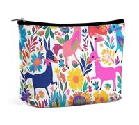 VFMKT Women Makeup Bag for Purse Waterproof Cosmetic Bags Mexican Otomi Animals Makeup Pouch with Zipper Travel Toiletry Bag Organizer for Women Ladies, style, One Size