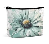 VFMKT Women Makeup Bag for Purse Waterproof Cosmetic Bags Mint Green Watercolor Daisy Makeup Pouch with Zipper Travel Toiletry Bag Organizer for Women Ladies, style, One Size
