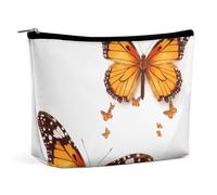 VFMKT Women Makeup Bag for Purse Waterproof Cosmetic Bags Orange Butterfly Makeup Pouch with Zipper Travel Toiletry Bag Organizer for Women Ladies, style, One Size