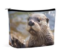 VFMKT Women Makeup Bag for Purse Waterproof Cosmetic Bags Otter Playing In The Water Makeup Pouch with Zipper Travel Toiletry Bag Organizer for Women Ladies, style, One Size
