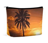 VFMKT Women Makeup Bag for Purse Waterproof Cosmetic Bags Palm Tree Sunset Makeup Pouch with Zipper Travel Toiletry Bag Organizer for Women Ladies, style, One Size