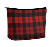 VFMKT Women Makeup Bag for Purse Waterproof Cosmetic Bags Plaid Red And Black Makeup Pouch with Zipper Travel Toiletry Bag Organizer for Women Ladies, style, One Size