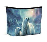 VFMKT Women Makeup Bag for Purse Waterproof Cosmetic Bags Polar Bears Northern Lights_ Makeup Pouch with Zipper Travel Toiletry Bag Organizer for Women Ladies, style, One Size