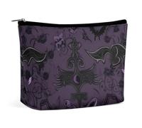 VFMKT Women Makeup Bag for Purse Waterproof Cosmetic Bags Purple Black Goth Spooky Makeup Pouch with Zipper Travel Toiletry Bag Organizer for Women Ladies, style, One Size