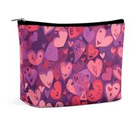VFMKT Women Makeup Bag for Purse Waterproof Cosmetic Bags Purple Love Pattern Makeup Pouch with Zipper Travel Toiletry Bag Organizer for Women Ladies, style, One Size