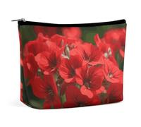 VFMKT Women Makeup Bag for Purse Waterproof Cosmetic Bags Red Geraniums Makeup Pouch with Zipper Travel Toiletry Bag Organizer for Women Ladies, style, One Size