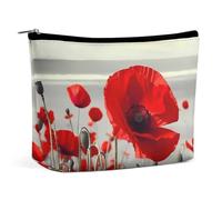 VFMKT Women Makeup Bag for Purse Waterproof Cosmetic Bags Red Poppy Flower Makeup Pouch with Zipper Travel Toiletry Bag Organizer for Women Ladies, style, One Size