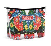 VFMKT Women Makeup Bag for Purse Waterproof Cosmetic Bags Runner Swedish Dala Horse Folk Makeup Pouch with Zipper Travel Toiletry Bag Organizer for Women Ladies, style, One Size