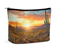 VFMKT Women Makeup Bag for Purse Waterproof Cosmetic Bags Saguaros At Sunset Makeup Pouch with Zipper Travel Toiletry Bag Organizer for Women Ladies, style, One Size