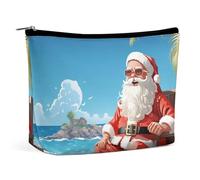 VFMKT Women Makeup Bag for Purse Waterproof Cosmetic Bags Santa Claus At Beach Makeup Pouch with Zipper Travel Toiletry Bag Organizer for Women Ladies, style, One Size
