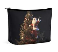 VFMKT Women Makeup Bag for Purse Waterproof Cosmetic Bags Santa Claus on The Christmas Tree Makeup Pouch with Zipper Travel Toiletry Bag Organizer for Women Ladies, style, One Size