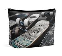 VFMKT Women Makeup Bag for Purse Waterproof Cosmetic Bags Skate Boards Makeup Pouch with Zipper Travel Toiletry Bag Organizer for Women Ladies, style, One Size