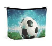 VFMKT Women Makeup Bag for Purse Waterproof Cosmetic Bags Soccer Ball Background Makeup Pouch with Zipper Travel Toiletry Bag Organizer for Women Ladies, style, One Size