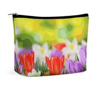 VFMKT Women Makeup Bag for Purse Waterproof Cosmetic Bags Spring Flowers Makeup Pouch with Zipper Travel Toiletry Bag Organizer for Women Ladies, style, One Size
