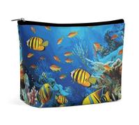 VFMKT Women Makeup Bag for Purse Waterproof Cosmetic Bags The Underwater World Tropical Fish Makeup Pouch with Zipper Travel Toiletry Bag Organizer for Women Ladies, style, One Size