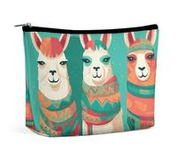 VFMKT Women Makeup Bag for Purse Waterproof Cosmetic Bags Three Cute Alpacas Makeup Pouch with Zipper Travel Toiletry Bag Organizer for Women Ladies, style, One Size