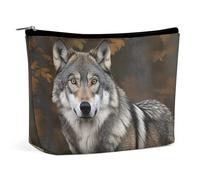 VFMKT Women Makeup Bag for Purse Waterproof Cosmetic Bags Wild Wild Gray Wolf Makeup Pouch with Zipper Travel Toiletry Bag Organizer for Women Ladies, style, One Size