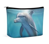 VFMKT Women Makeup Bag for Purse Waterproof Cosmetic Bags Winter The Dolphin Makeup Pouch with Zipper Travel Toiletry Bag Organizer for Women Ladies, style, One Size