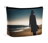 VFMKT Women Makeup Bag for Purse Waterproof Cosmetic Bags Woman Walking on The Beach Makeup Pouch with Zipper Travel Toiletry Bag Organizer for Women Ladies, style, One Size
