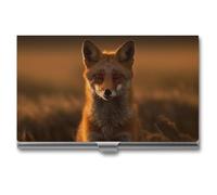 VFMNT Business Card Holder Fox at Sunset Business Card Case Slim Purse Name Card Holder Metal Business Card Organizer Credit Card ID Case for Men Women 3.7x2.2x0.3 Inch, silver, 3.7x2.2x0.3 Inch