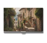 VFMNT Business Card Holder Italy Tuscan Business Card Case Slim Purse Name Card Holder Metal Business Card Organizer Credit Card ID Case for Men Women 3.7x2.2x0.3 Inch, silver, 3.7x2.2x0.3 Inch