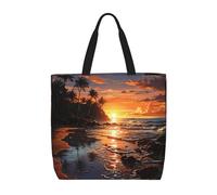 VFMNT Coconut Trees And Sunrise Womens Tote Bag Large Reusable Grocery Bags Casual Shoulder Bags For Shopping, Travel, Work Gift For Women