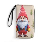 VFMNT Cute Gnome Wallet Large Capacity Leather Wallet Zip Around Phone Clutch Travel Purse for Men Women, white, 19.7x10.5cm