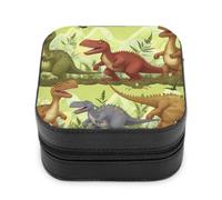 VFMNT Dinosaurs Jewelry Box with Zipper Portable PU Leather Jewelry Case Travel Jewelry Box Organizer Display Storage Case for Rings Earrings Necklace Gifts