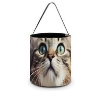 VFMNT Halloween Trick Or Treat Bags Cat Candy Bag with Handles Halloween Tote Bag Halloween Goodie Bag Candy Bucket for Halloween Party Favor 7.9x8.3 Inches, White, 7.9x8.3 Inches