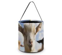 VFMNT Halloween Trick Or Treat Bags Cute Goat Candy Bag with Handles Halloween Tote Bag Halloween Goodie Bag Candy Bucket for Halloween Party Favor 7.9x8.3 Inches, White, 7.9x8.3 Inches