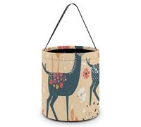 VFMNT Halloween Trick Or Treat Bags Deer Pattern Candy Bag with Handles Halloween Tote Bag Halloween Goodie Bag Candy Bucket for Halloween Party Favor 7.9x8.3 Inches, White, 7.9x8.3 Inches