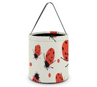 VFMNT Halloween Trick Or Treat Bags Ladybugs Pattern Infinite Speckled Candy Bag with Handles Halloween Tote Bag Halloween Goodie Bag Candy Bucket for Halloween Party Favor 7.9x8.3 Inches, White,