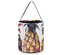 VFMNT Halloween Trick Or Treat Bags Three Pineapple Pattern Candy Bag with Handles Halloween Tote Bag Halloween Goodie Bag Candy Bucket for Halloween Party Favor 7.9x8.3 Inches, White, 7.9x8.3 Inches