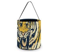 VFMNT Halloween Trick Or Treat Bags Tiger Painting Art Candy Bag with Handles Halloween Tote Bag Halloween Goodie Bag Candy Bucket for Halloween Party Favor 7.9x8.3 Inches, White, 7.9x8.3 Inches