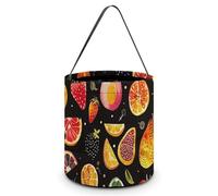 VFMNT Halloween Trick Or Treat Bags Unique Fruit Pattern Candy Bag with Handles Halloween Tote Bag Halloween Goodie Bag Candy Bucket for Halloween Party Favor 7.9x8.3 Inches, White, 7.9x8.3 Inches