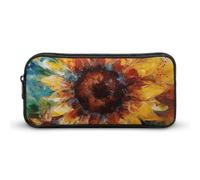 VFMNT Large Capacity Pencil Case Abstract Sunflower Multicolor Pencil Pouch Aesthetic Makeup Bag for Women Portable Pencil Bag Organizer with Zipper Cute Pen Bag for Office Supplies
