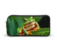 VFMNT Large Capacity Pencil Case Animal Frog Leaves Pencil Pouch Aesthetic Makeup Bag for Women Portable Pencil Bag Organizer with Zipper Cute Pen Bag for Office Supplies