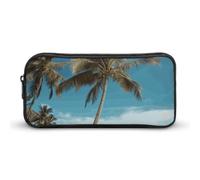 VFMNT Large Capacity Pencil Case Beach Coconut Tree Pencil Pouch Aesthetic Makeup Bag for Women Portable Pencil Bag Organizer with Zipper Cute Pen Bag for Office Supplies