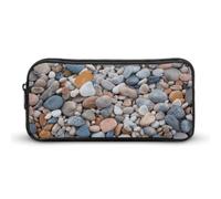 VFMNT Large Capacity Pencil Case Beach Colored Pebbles Pencil Pouch Aesthetic Makeup Bag for Women Portable Pencil Bag Organizer with Zipper Cute Pen Bag for Office Supplies